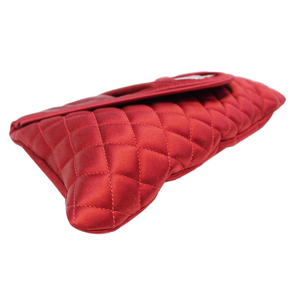 CHANEL CC Half Moon Quilted Satin Clutch Bag Red-US
