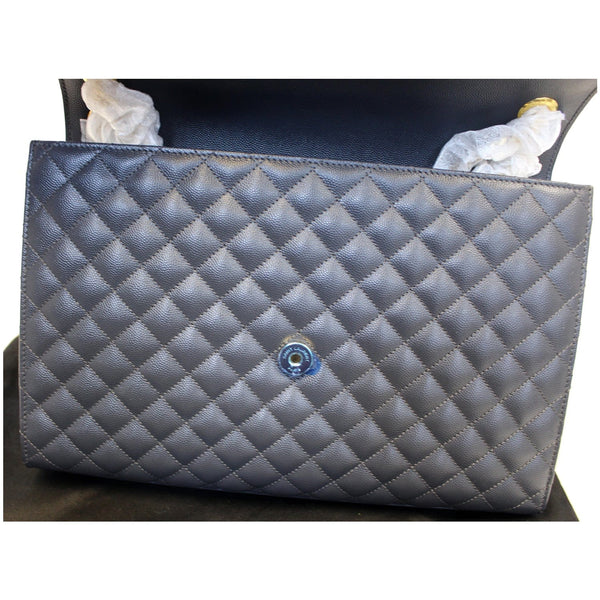 YVES SAINT LAURENT Envelope Large Matelasse Embossed Leather Shoulder Bag Dark Smog