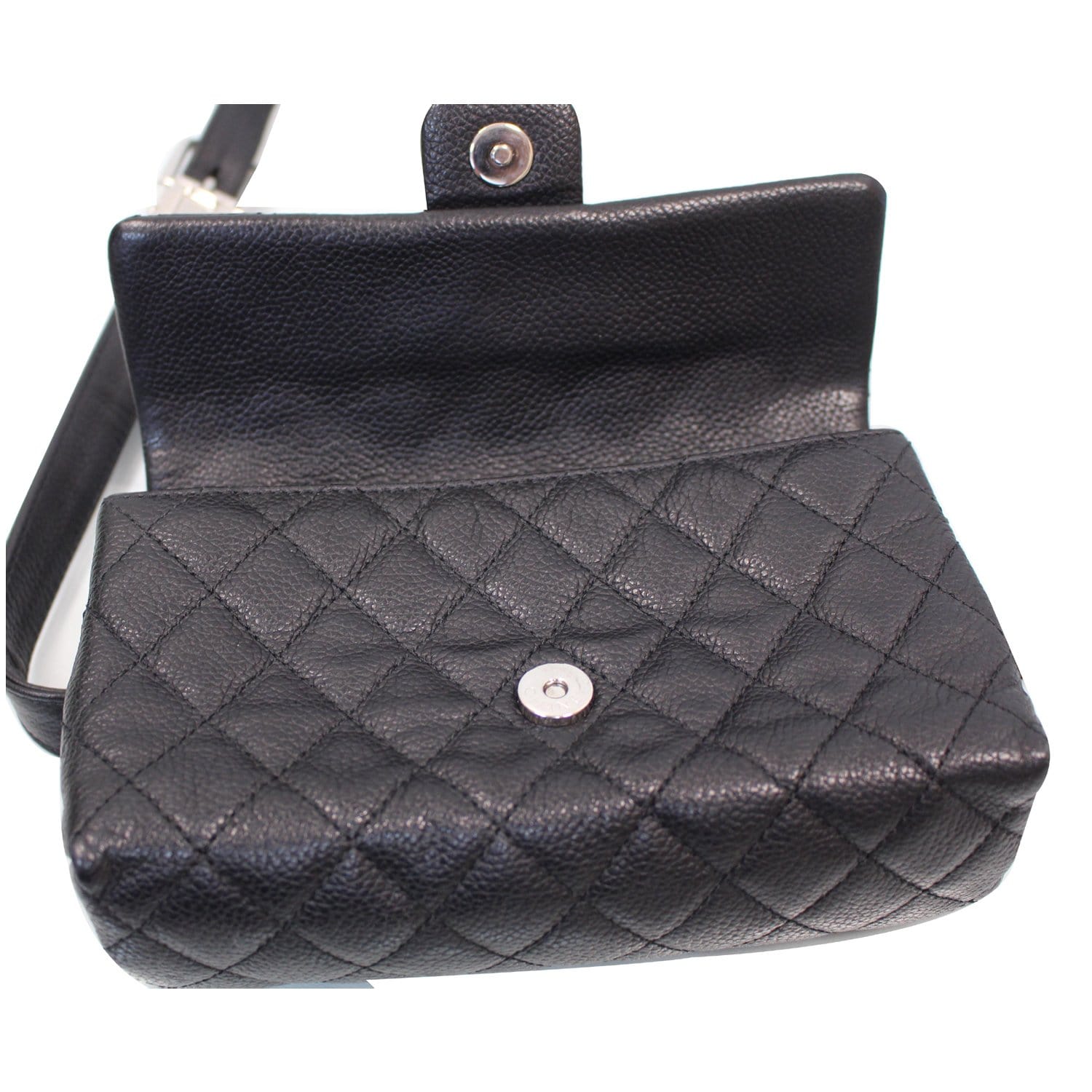 CHANEL Classic Flap Micro Bum Belt Bag Purse Beige Leather 02203