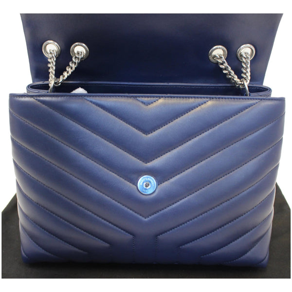 YVES SAINT LAURENT Matelasse Loulou Monogram Calfskin Shoulder Bag Blue