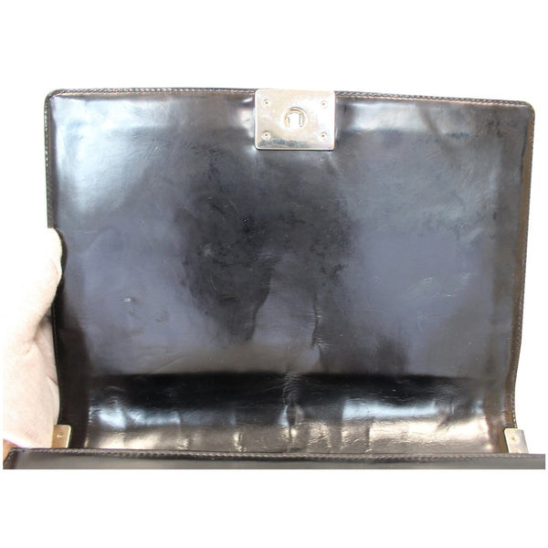 CHANEL Large Boy Glazed Calfskin Leather Shoulder Bag Black