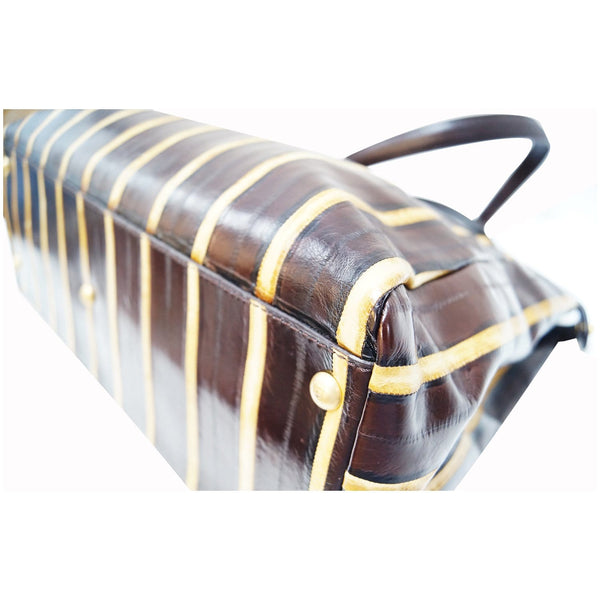 Fendi Peekaboo Striped Eel Skin Leather Bag - high quality 