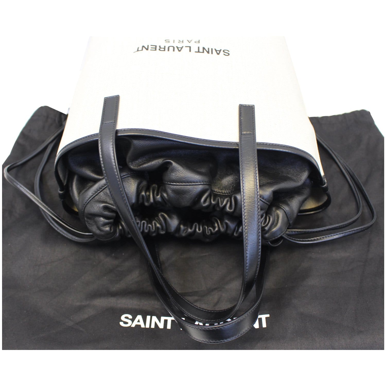 Saint Laurent Paris Tote Bag 551595 Teddy Tote Canvas/Leather White Women used