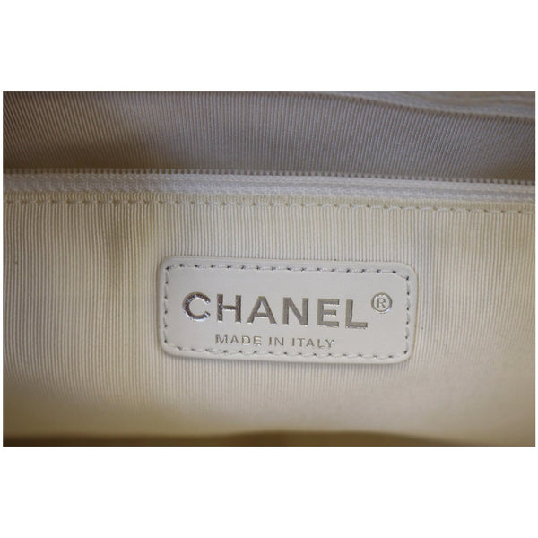 Chanel Tote Bag Grand Shopping Caviar Leather in White logo