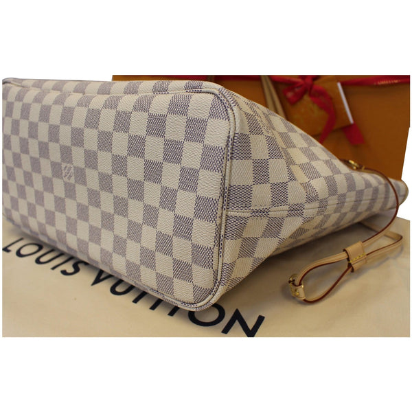 LOUIS VUITTON Neverfull MM Damier Azur Tote Shoulder Bag White