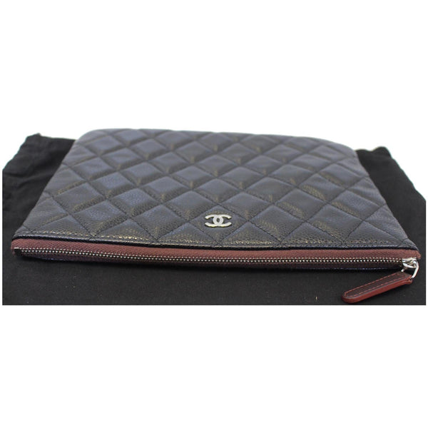 CHANEL Caviar Leather Large O-Case Zip Pouch Black