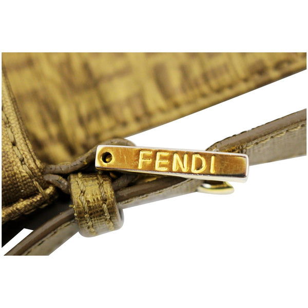 Fendi Forever Mama Zucca Canvas Gold Shoulder Bag with zip
