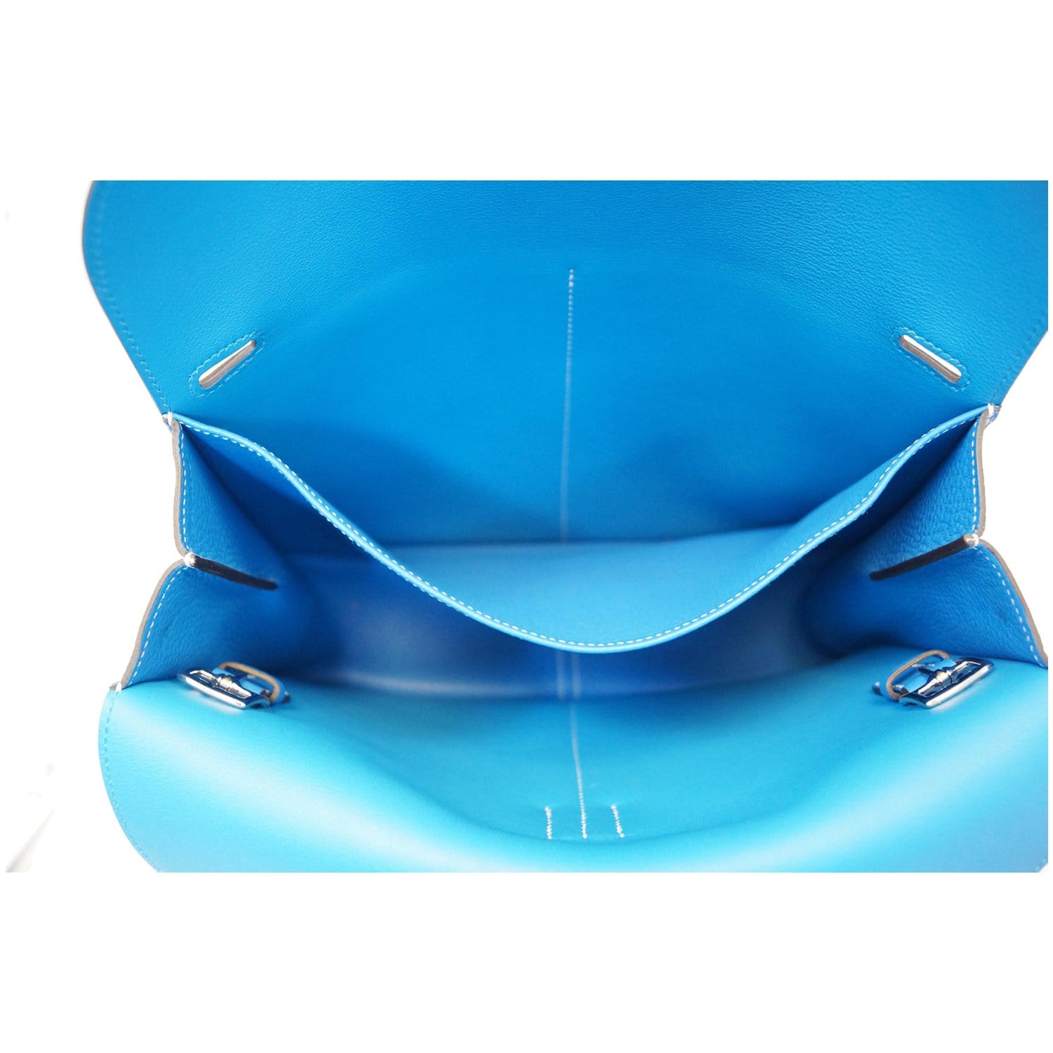 HERMES Halzan 31cm Clemence Leather Crossbody Bag Blue