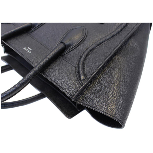 Celine Mini Luggage Black Leather Tote Bag - left view