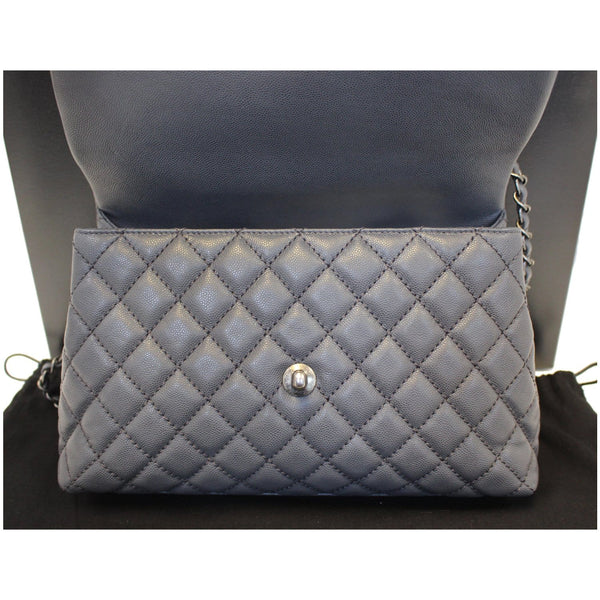 CHANEL Coco Handle Caviar Quilted Leather Shoulder Bag Grey