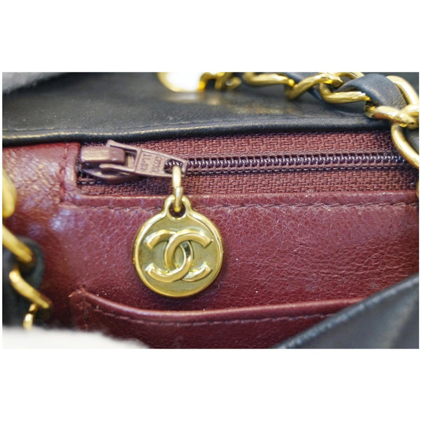 Chanel Diana Flap Bag Quilted Lambskin Bag Black zip view