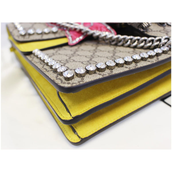 GUCCI Dionysus Medium GG Supreme Embroidered Crystal Bow Shoulder Bag Beige -US