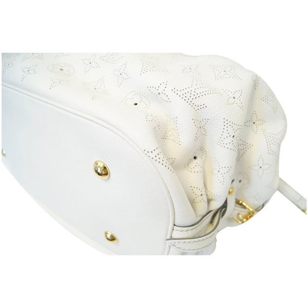 LOUIS VUITTON Mahina L Monogram Leather Shoulder Bag White