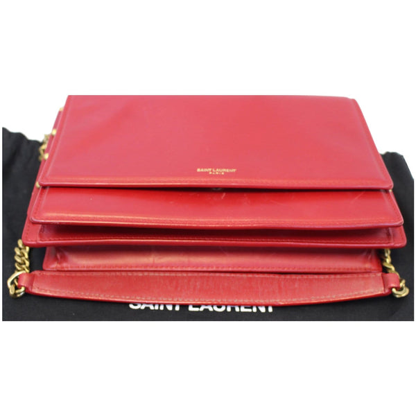 YVES SAINT LAURENT Zoe Lambskin Leather Shoulder Bag Red