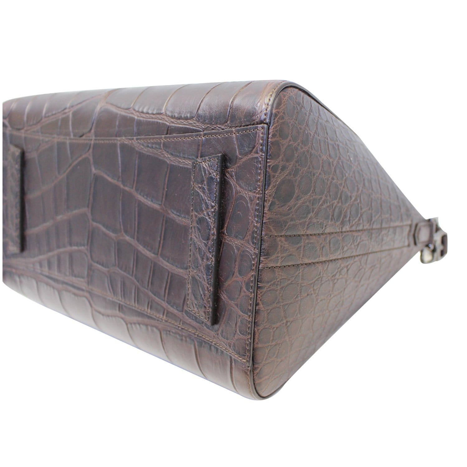 GIVENCHY Antigona Medium Croc Embossed Leather Satchel Shoulder Bag Brown-US