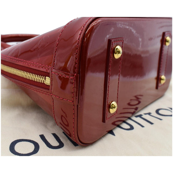 LOUIS VUITTON Rayures Alma BB Vernis Leather Satchel Crossbody Bag Pomme D'Amour