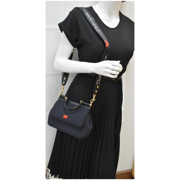 DOLCE & GABBANA Miss Sicily Small Neoprene Top Handle Bag Black