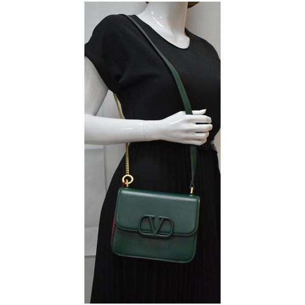 VALENTINO Garavani VSling Small Smooth Leather Shoulder Bag Green