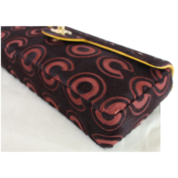 CHANEL Coco Pony Hair Leather Shoulder Bag Burgundy