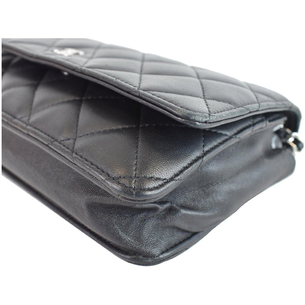 CHANEL Wallet On Chain Lambskin Leather WOC Crossbody Bag Black