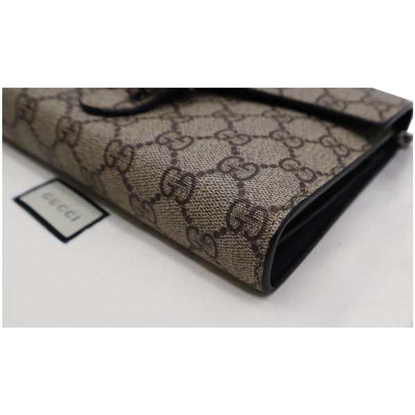 Gucci Dionysus GG Supreme Crossbody Chain Wallet Beige