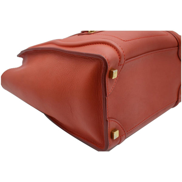 Celine Micro Luggage Calfskin Leather Tote Bag - Red color