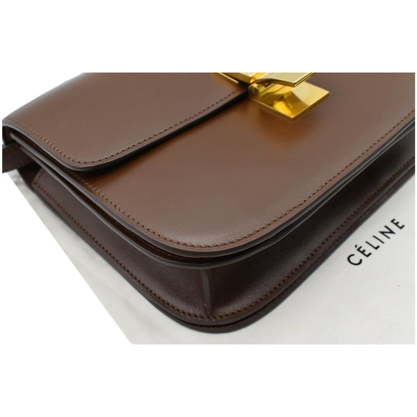 CELINE Classic Box Medium Calfskin Leather Crossbody Bag Brown