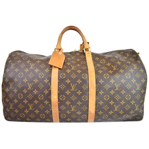 LOUIS VUITTON Keepall Bandouliere 55 Monogram Canvas Travel Bag Brown