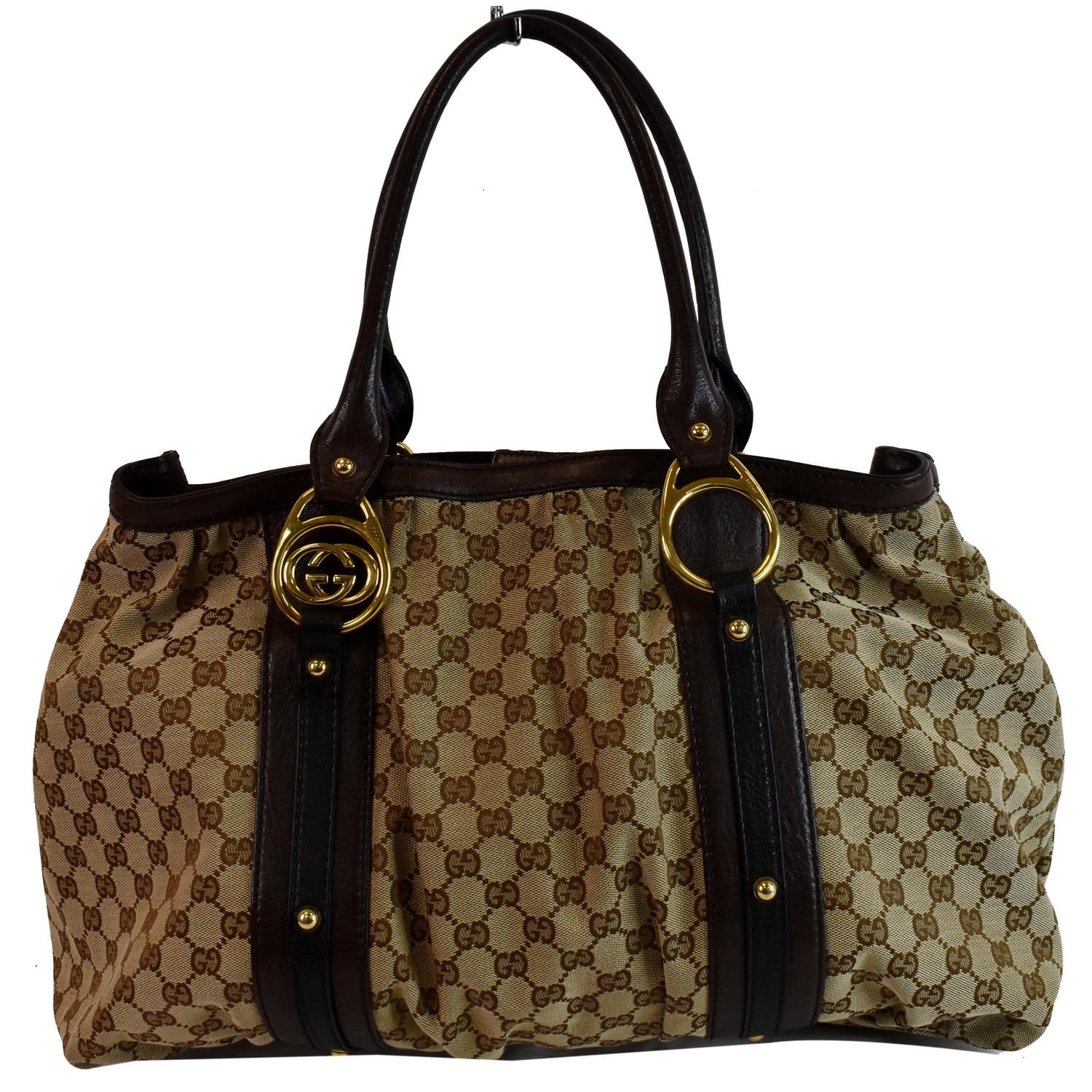 GUCCI Interlocking Large GG Canvas Tote Bag Beige 223954