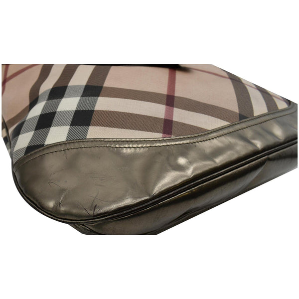 BURBERRY Brooke Check Canvas Hobo Bag Beige
