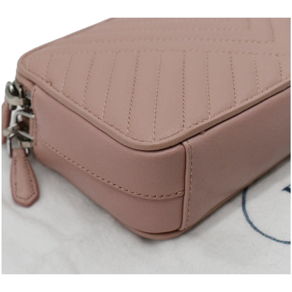 PRADA Nappa Mini Impunture Bandoliera Chain Leather Crossbody Bag Orchidea