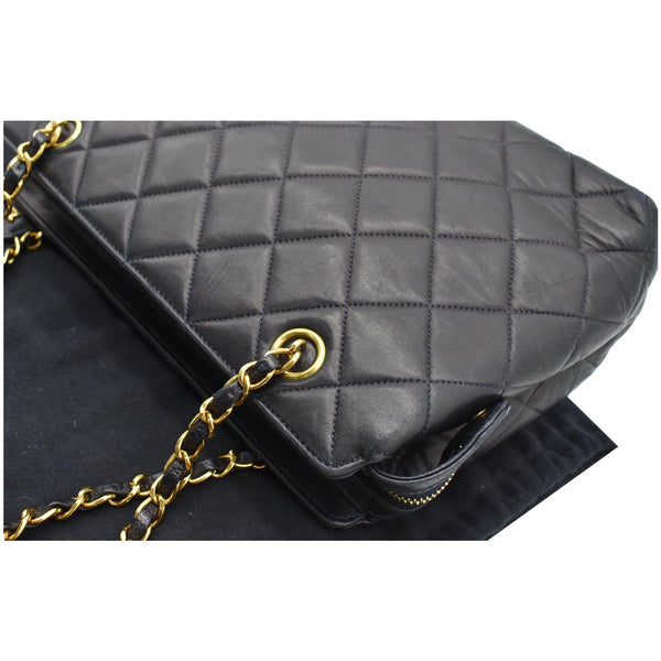 CHANEL Vintage Quilted Leather Chain Handle Tote Bag Black