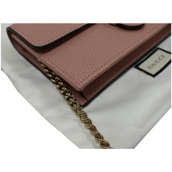 GUCCI Dollar Interlocking G Leather Chain Wallet Soft Pink 510314