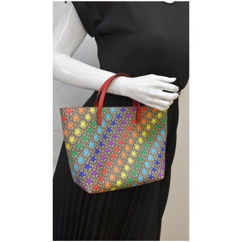 GUCCI Children's Rainbow Star Supreme Canvas Tote Bag Multicolor 410812