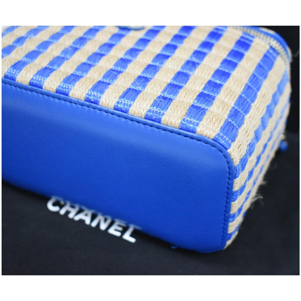 Chanel Raffia Jute Striped Vanity Case Chain Crossbody Bag for women