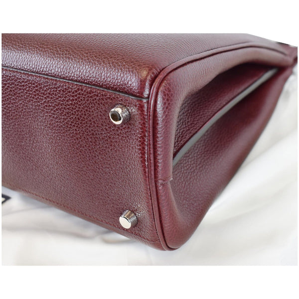 GUCCI Zumi Medium Grainy Leather Top Handle Bag Burgundy 564714
