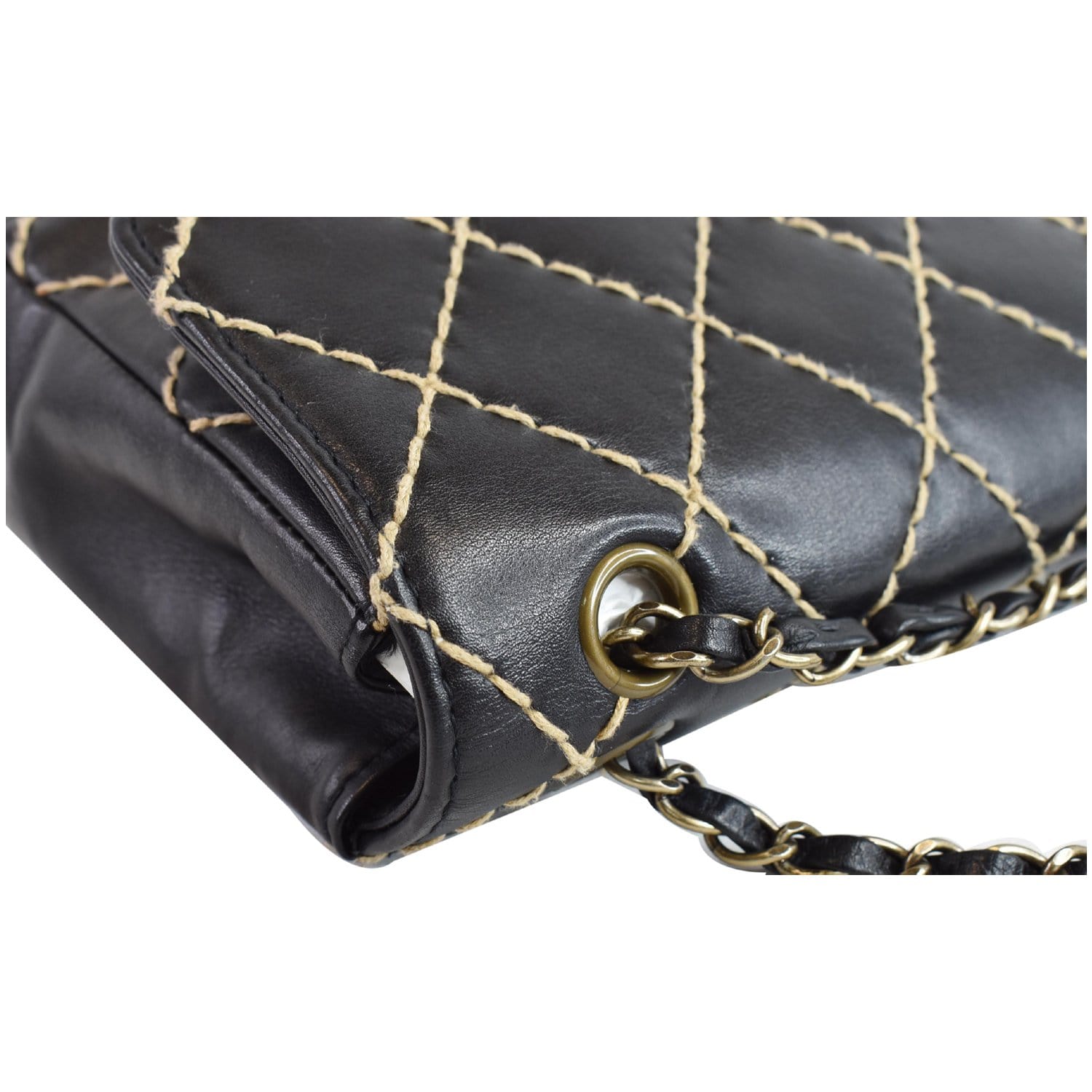 CHANEL Wild Stitch Quilted Calfskin Flap Shoulder Bag Black