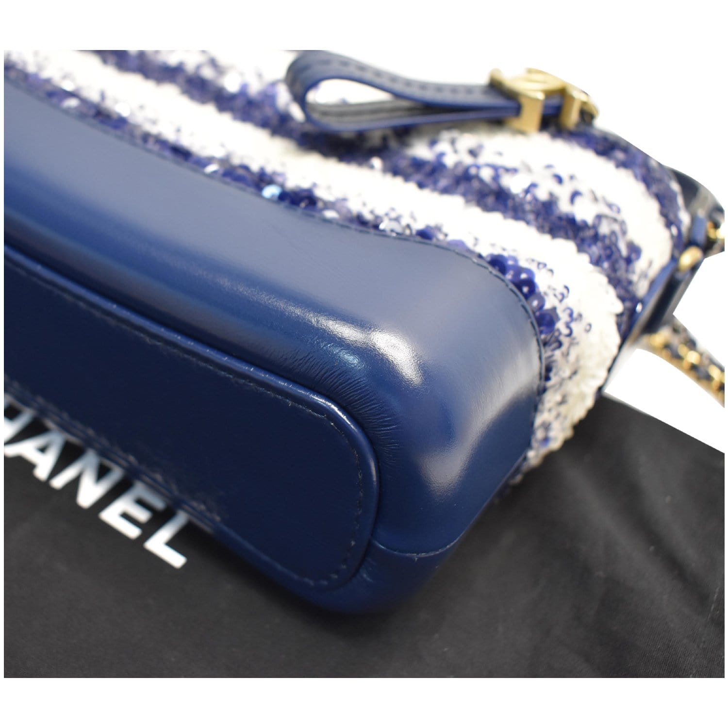 Authentic CHANEL GABRIELLE Blue DENIM & CALFSKIN HOBO Shoulder Bag