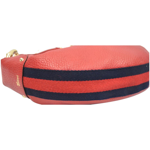 GUCCI Pebbled Leather Bamboo Ring Hobo Bag Red 131036