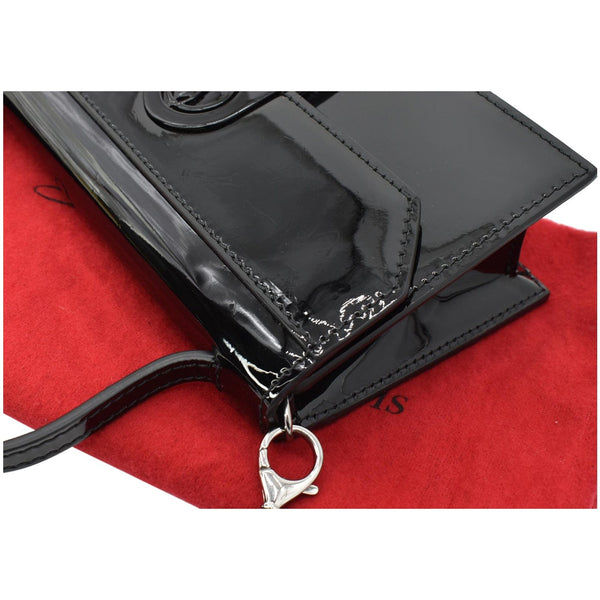 CHRISTIAN LOUBOUTIN Elisa Baguette Patent Leather Clutch Bag Black