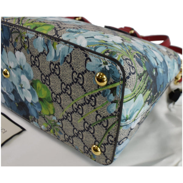 GUCCI Blooms GG Floral Supreme Canvas Leather Satchel Bag Red 546316