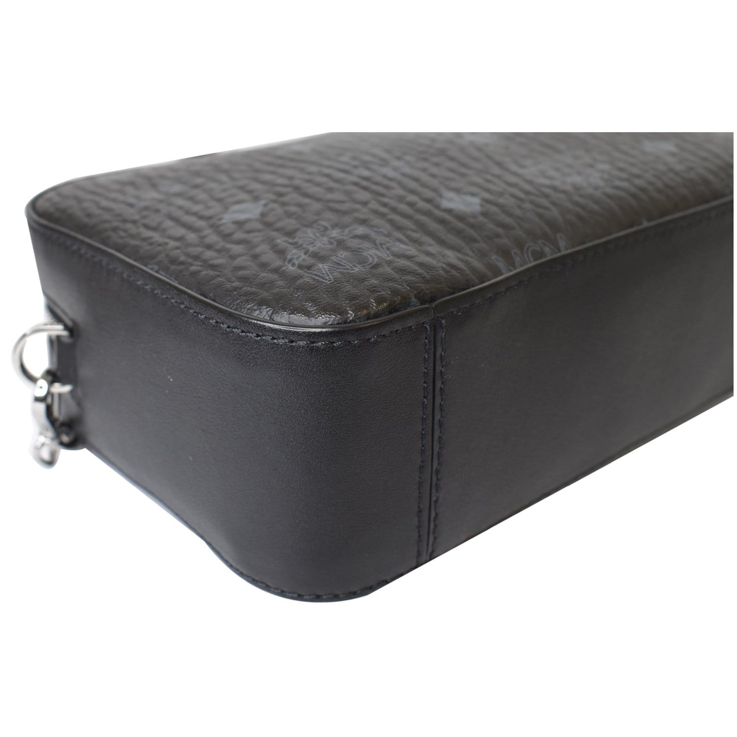 MCM Black Pebbled Leather Crossbody Camera Studded Handbag