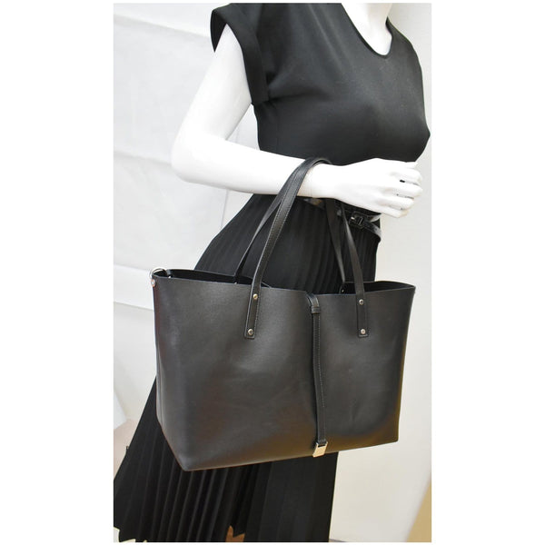 TIFFANY & CO Leather Tote Bag Black