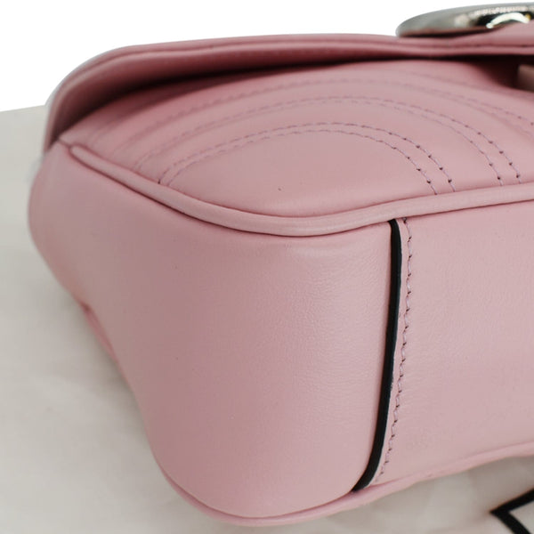 GUCCI GG Marmont Mini Matelassé Leather Shoulder Crossbody Bag Pastel Pink 446744
