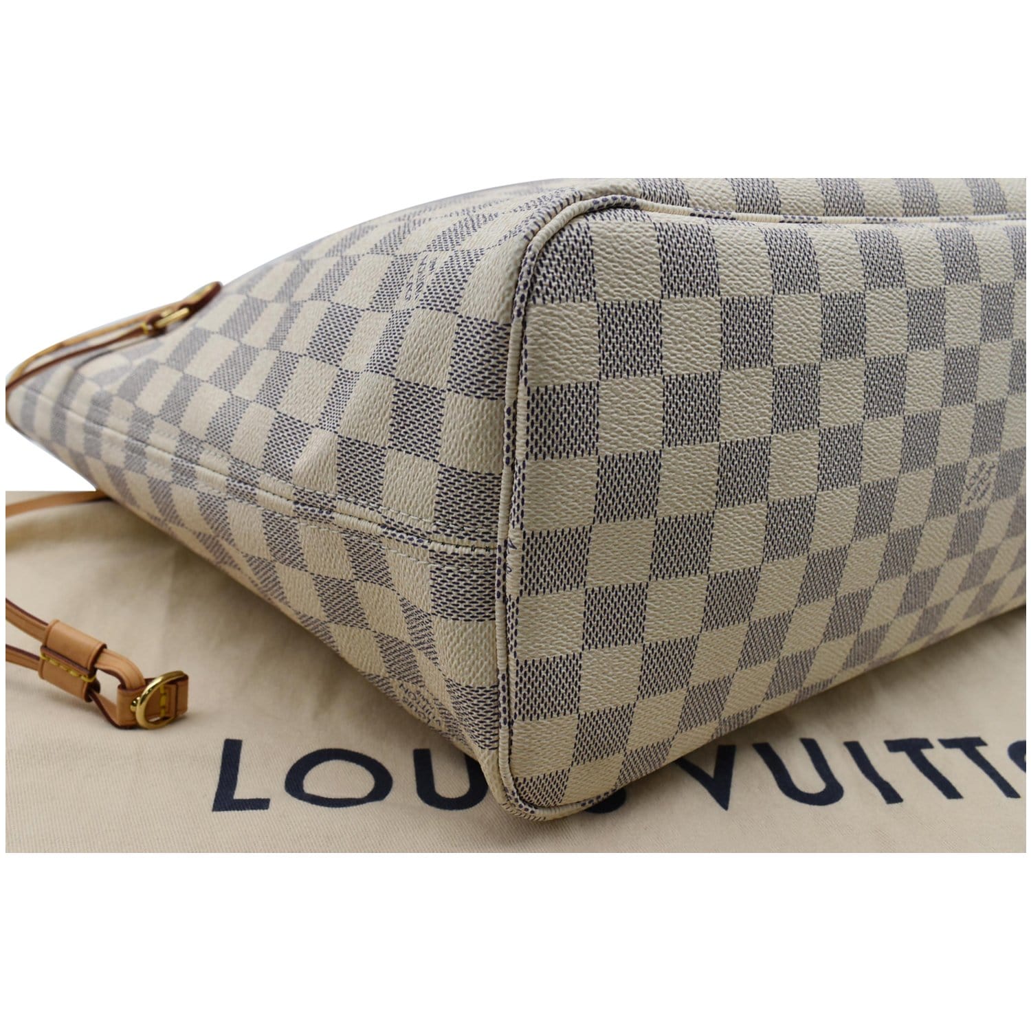 Authentic Louis Vuitton Damier Azur Neverfull MM Tote Bag N51107 LV 3945E