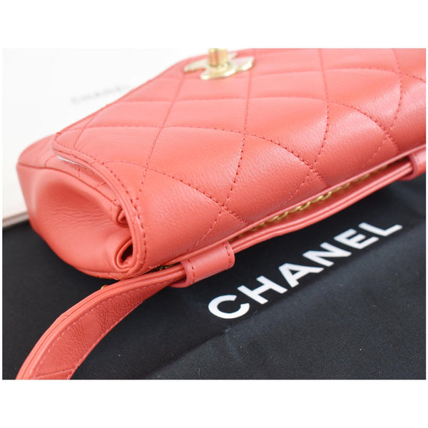 CHANEL Quilted Flap Calfskin Leather Chain Belt Waist Bag Red