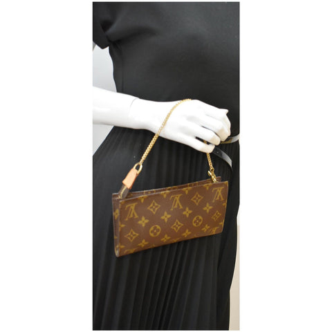 LOUIS VUITTON Monogram Canvas Chain Pochette Brown