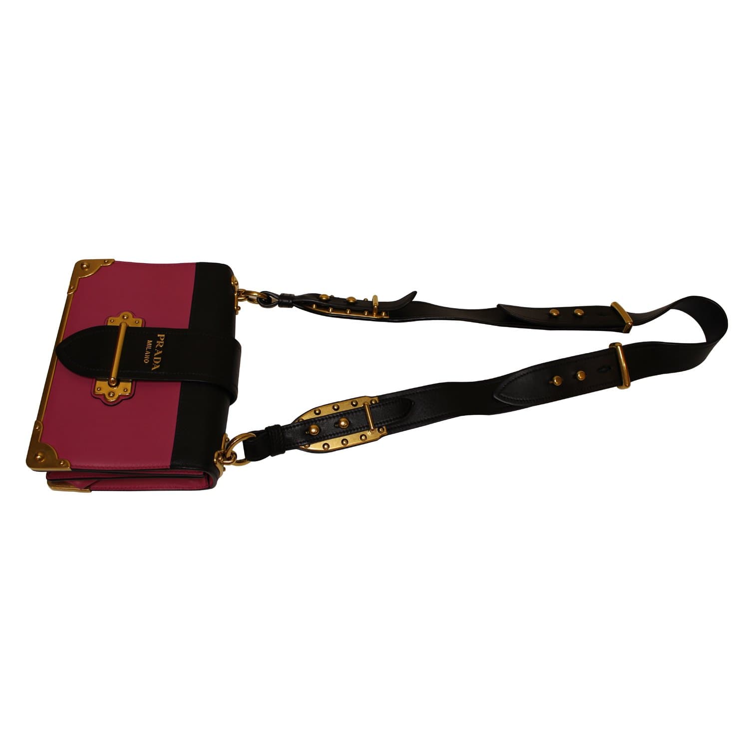 Prada City Calf Saffiano Cahier Bag Geranio Black Crossbody Bag