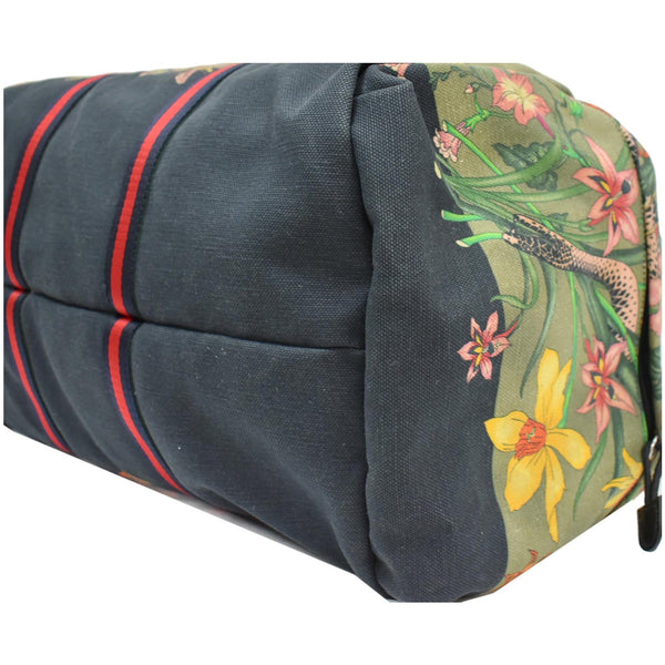 GUCCI Floral Animal Canvas Web Duffel Travel Bag Khaki Green 450983