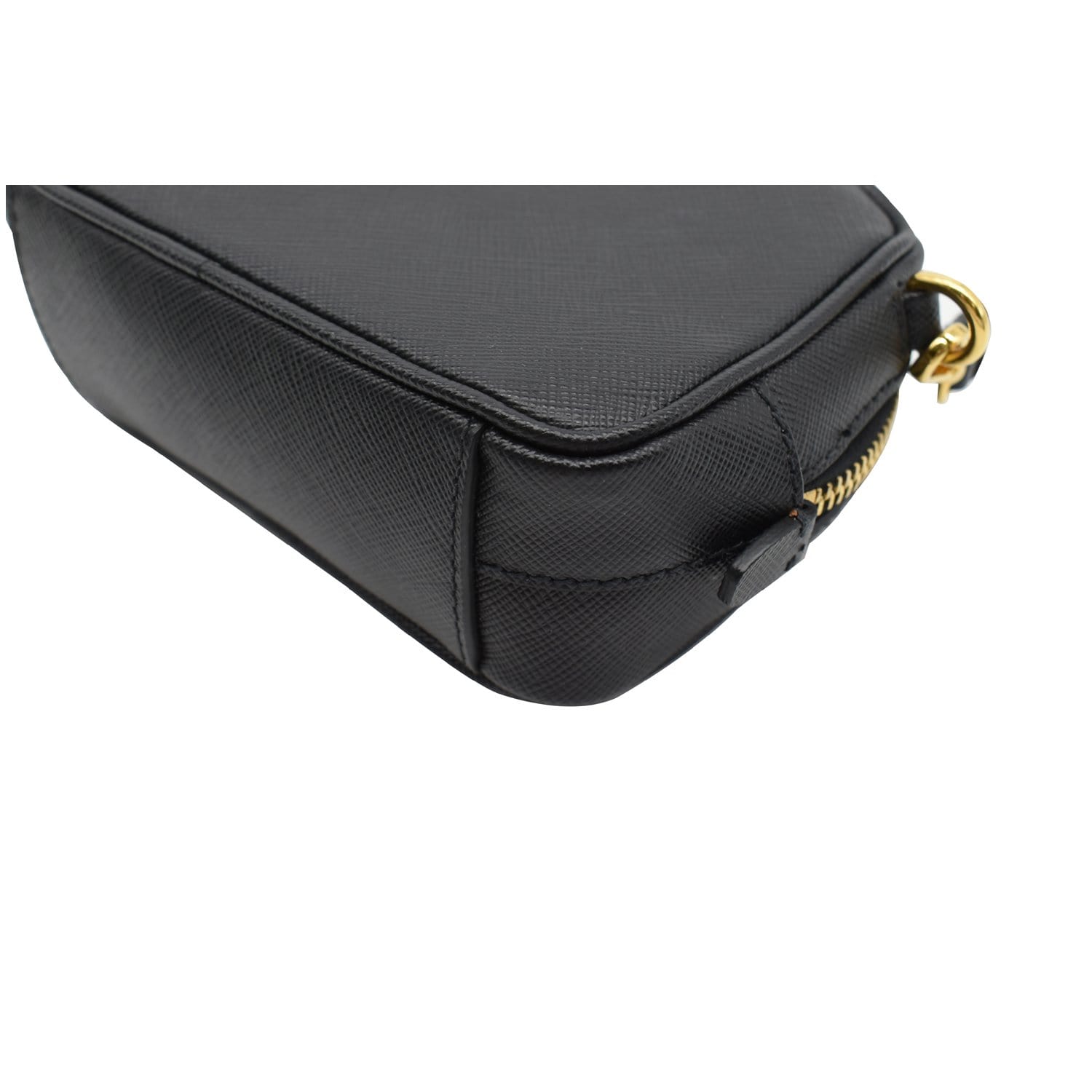 PRADA Saffiano Leather Camera Crossbody Bag Black